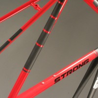 Custom Extralite Steel Road Frame w/ Custom Gloss Red & Matte Black Liquid Paint.