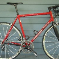 I asked for a versatile racing frame suited for both criteriums and road races. I like to climb, so Carl aimed for a stiff frame. It’s tight and turns sharply, but tracks well. I dressed it with Record components, FSA carbon cranks, Kestrel carbon bars and Thomson Masterpiece post and stem. It has a tiny […]