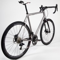 Custom Blend titanium gravel bikes with clearance for 44mm tires. Shimano Ult Di2, Reynolds wheels and Quarq crank.