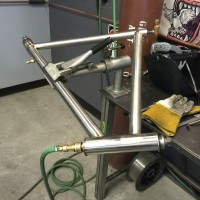 Custom Blend titanium gravel frame with flatmount disc mount.