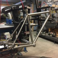 This frame is designed around a Gates belt drive and Rohloff hub. We are using Paragon Sliders for belt tension. It will be heading to Australia.