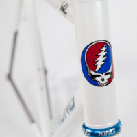 Return customer Andy had this double butted titanium frame painted by Joe Bell.