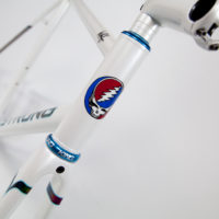 Return customer Andy had this double butted titanium frame painted by Joe Bell.