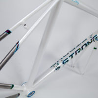 Return customer Andy had this double butted titanium frame painted by Joe Bell.