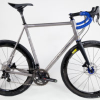 Double Butted Titanium Road with Campy Super Record and the new H11 disc brakes and crank.