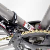 Custom Blend titanium disc road bike. Featuring Campy Record with H11 brakes and cranks along with a Columbus Futura fork, internal headset and Enve cockpit.