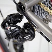 Custom Blend titanium disc road bike. Featuring Campy Record with H11 brakes and cranks along with a Columbus Futura fork, internal headset and Enve cockpit.