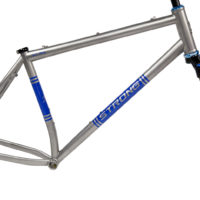 Titanium single speed or geared 29er. Using sliders we can change from inserts for geared or single speed. We also have the flexibility to run Rohloff, QR or through axle.