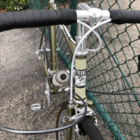 1999 Strong frame and steel fork,Custom blend, found on eBay in 2018. Added 11speed White industries wheel set , Sugino triple 11 speed crankset, Microshift 11 speed index barcon shifters. Chris King 2Nut headset , Nitto heat-treated noodle h-bars,Campy seat post, brakeset.Fun to build up , rides snappy but smooth. Ed in Ventura California.